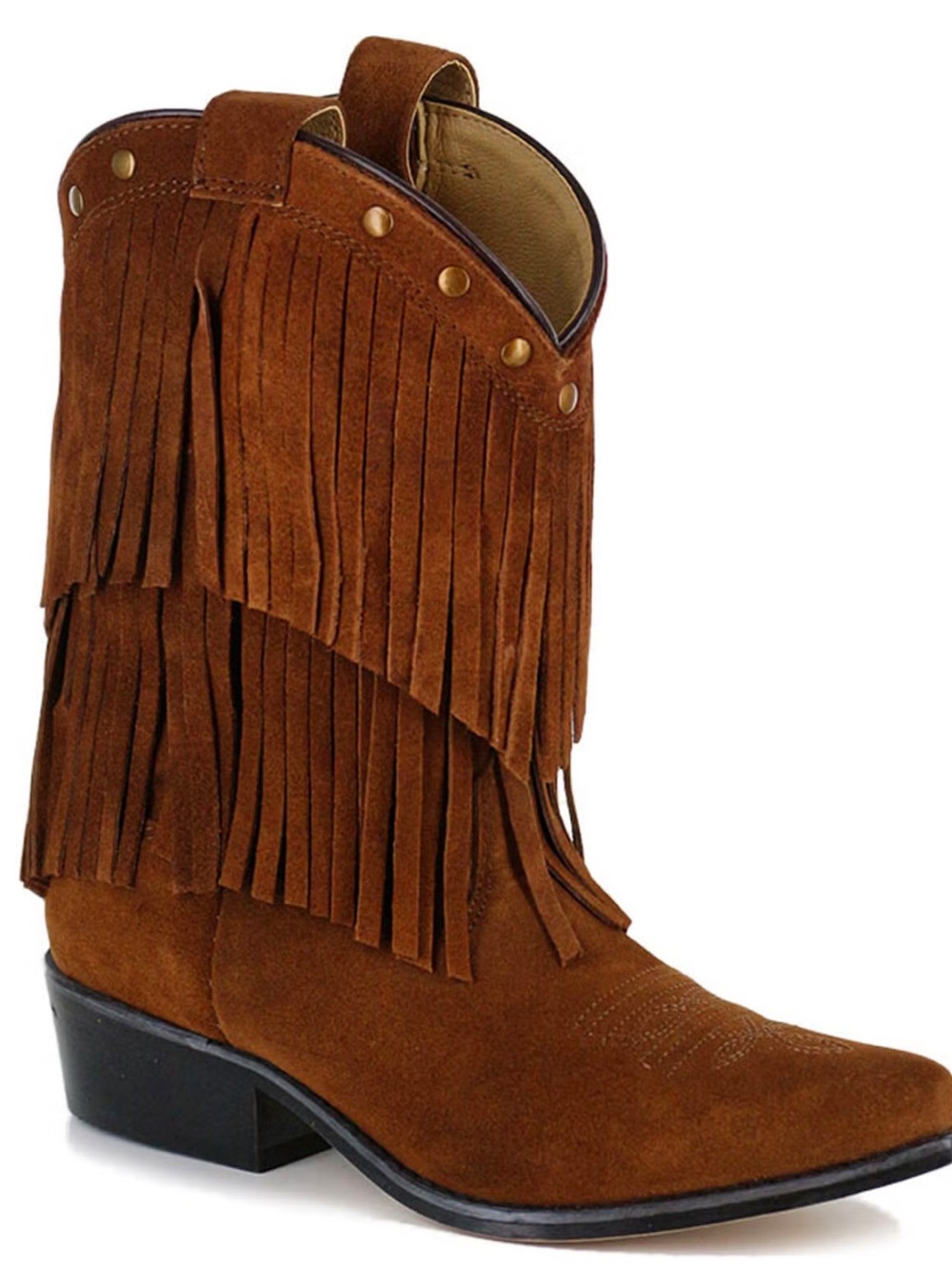 Shyanne Brown Suede Fringe Kids Western Boot